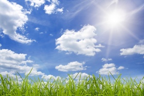 Голубое небо и зеленая трава