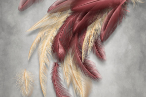 Золотистые и коричневые перья на бежевом фоне