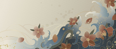 Прекрасный фон с волнами и цветами в восточном стиле
