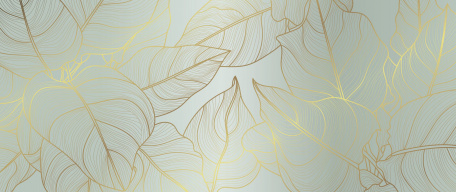 Рисунок листьев с золотыми линиями