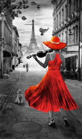 Девушка со скрипкой в Париже