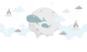Фантастические киты на фоне луны
