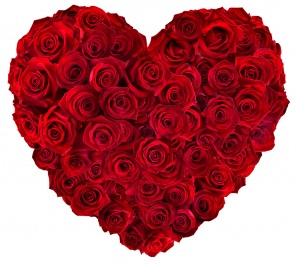 Сердце из красных роз