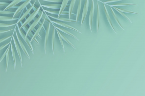 Листья пальмы в светло-бирюзовых тонах