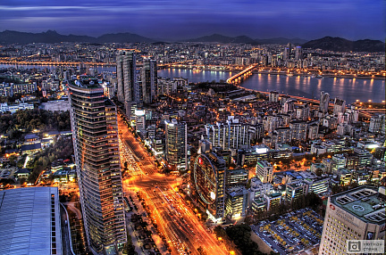 Фотообои Вечерний Сеул. Южная Корея