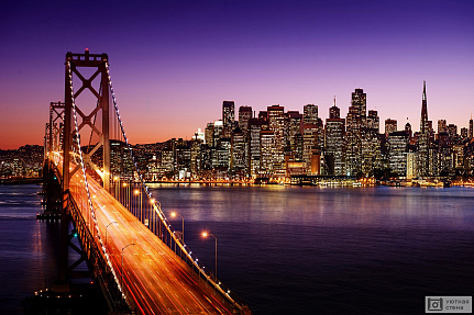 Фотообои Ночной вид на мост Золотые ворота и Сан-Франциско