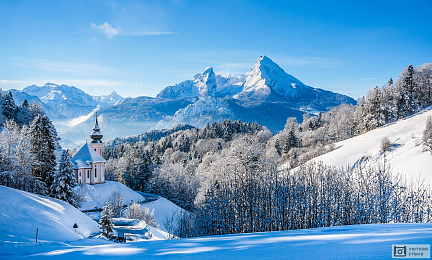 Фотообои Зимний пейзаж Баварских Альп