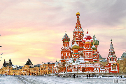 Фотообои Красная площадь, вид на Храм Василия Блаженного зимой, Москва, Россия