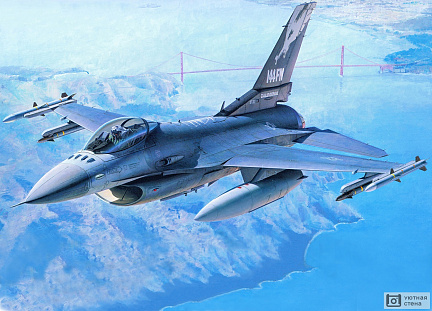 Истребитель F-16C, самолеты, авиация, рисунок
