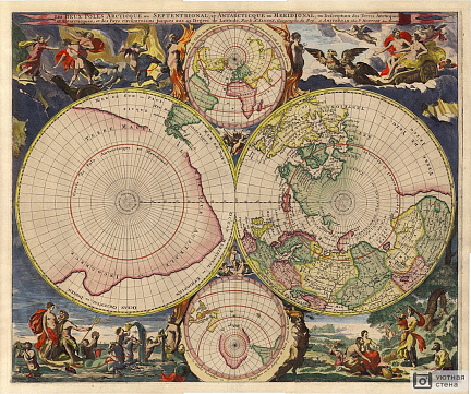 Корнелис Мортье - Северный и Южный полюса. 1720 год