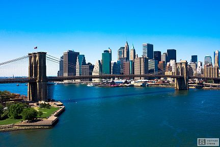 Фотообои Бруклинский мост на фоне Манхэттена. Нью-Йорк