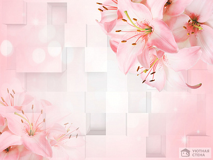 Розовые лилии на объемном фоне