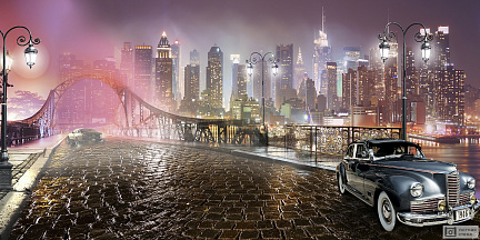 Фотообои Мостовая ночью в Нью-Йорке