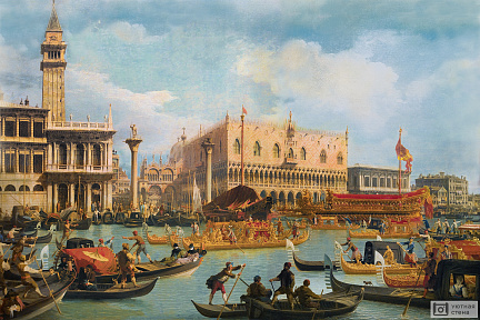 Фотообои Золотые лодки в Венеции