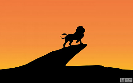 Силуэт льва на закате