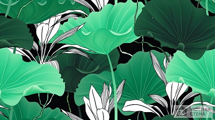 Крупные листья лотоса