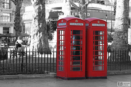 Фотообои Красные телефонные будки на Лестер-сквер