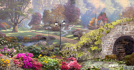 Фотообои Прекрасный сад с разноцветными деревьями