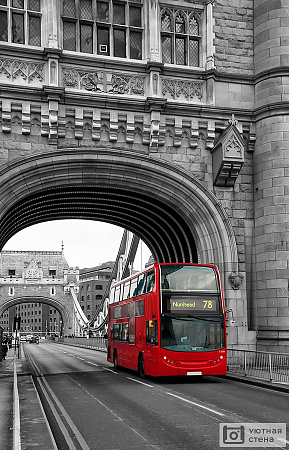 Фотообои Двухэтажный Лондонский автобус под мостом