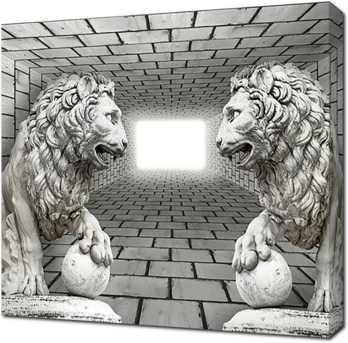 Скульптуры львов 3D