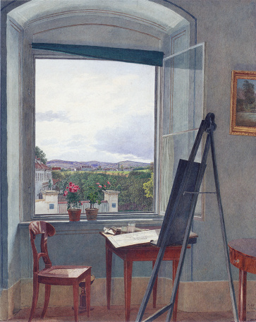 Якоб Альт — Вид из студии художника в Альзерфорштадт возле Дорнбаха