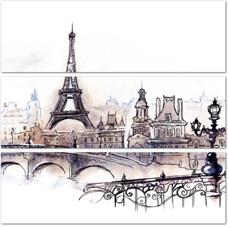 Акварельный Париж и его архитектура