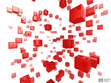 Красные кубы 3D на белом фоне