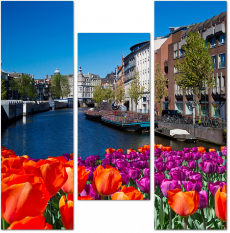Цветы на канале Амстердама. Нидерланды