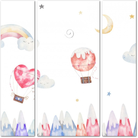 Волшебный акварельный фон с воздушными шарами