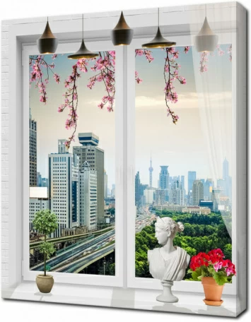 Вид из окна на мегаполис