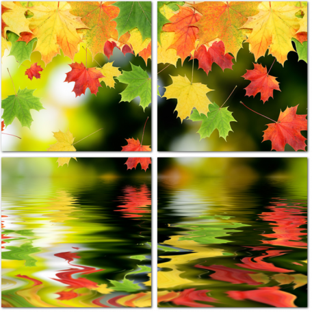Падающие осенние листья над водой