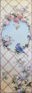 Акварельный рисунок с птицей и цветами