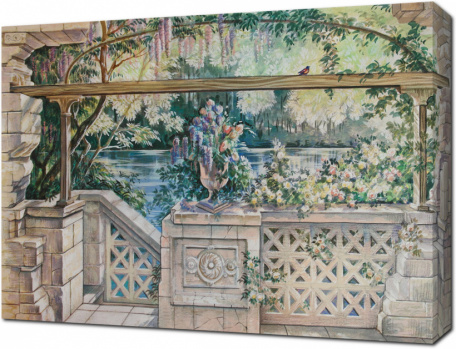 Нарисованная терраса с видом на озера