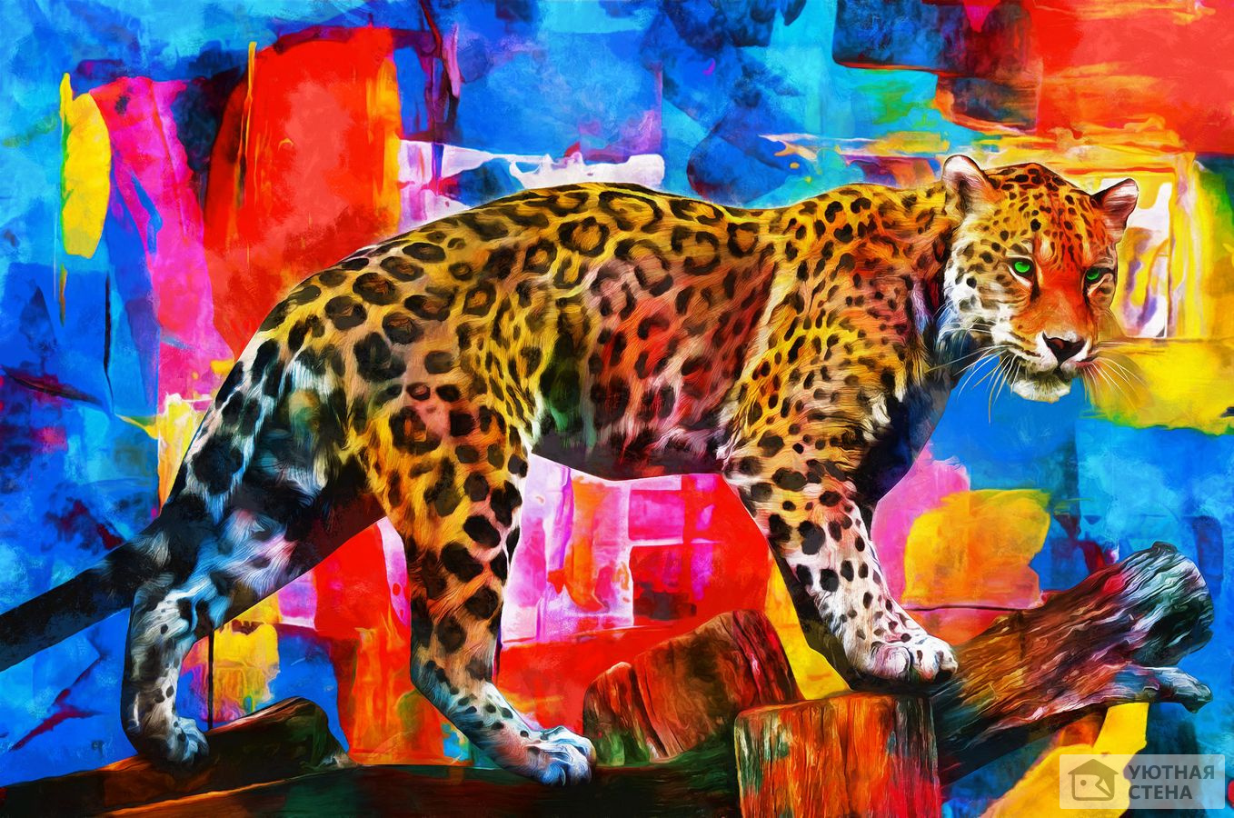 Леопард на абстрактном фоне