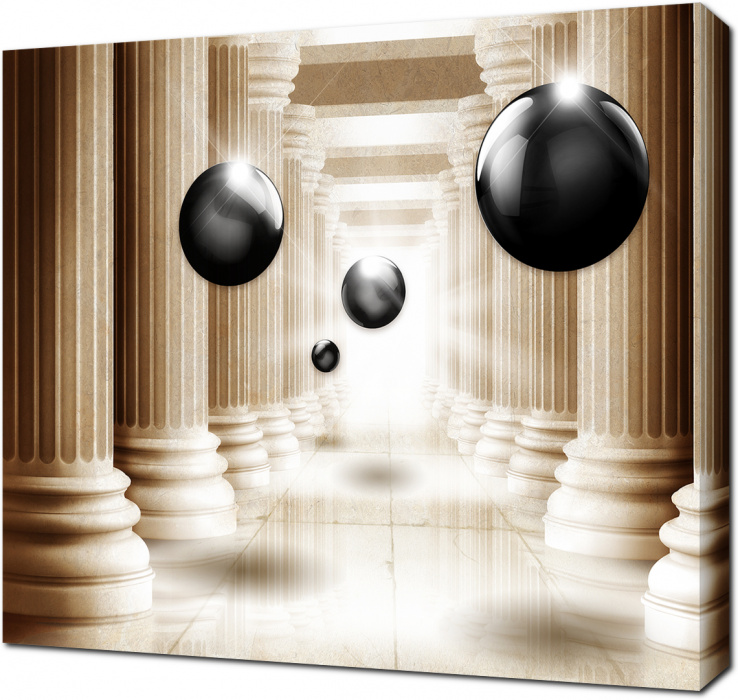 Черные 3D шары и колонны