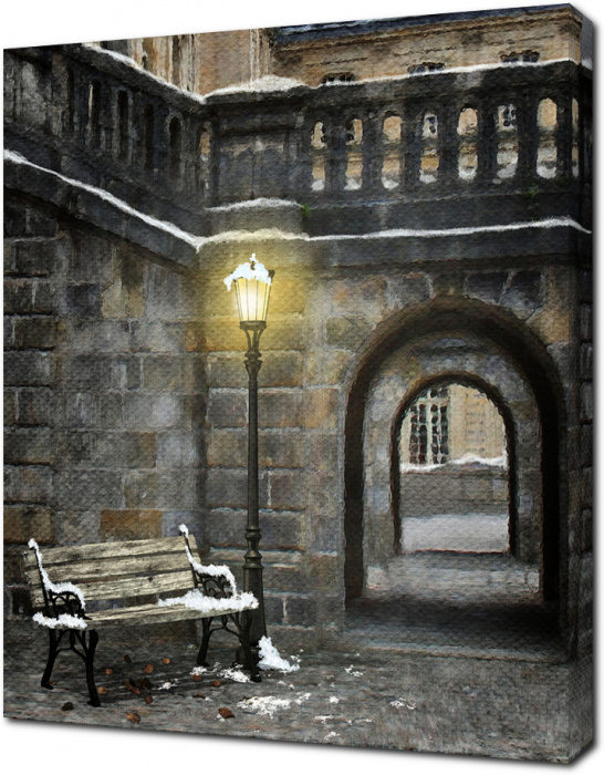 Картина на холсте Старая ночная улица с фонарем: - Арт. 050912 | Купить в  интернет-магазине - Уютная стена