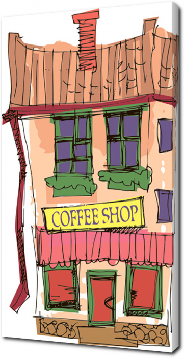 Нарисованный домик с кофейней