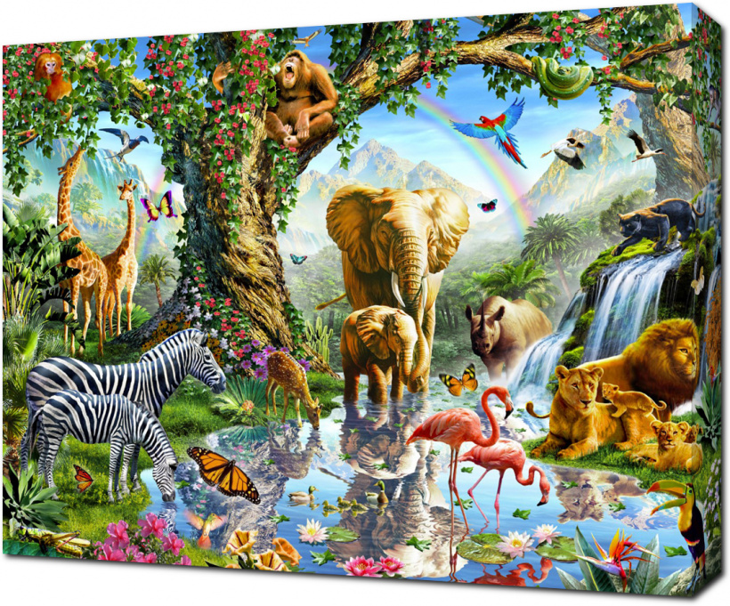 Картина на холсте Тропические животные в сказочном саду: - Арт. 180486 |  Купить в интернет-магазине - Уютная стена