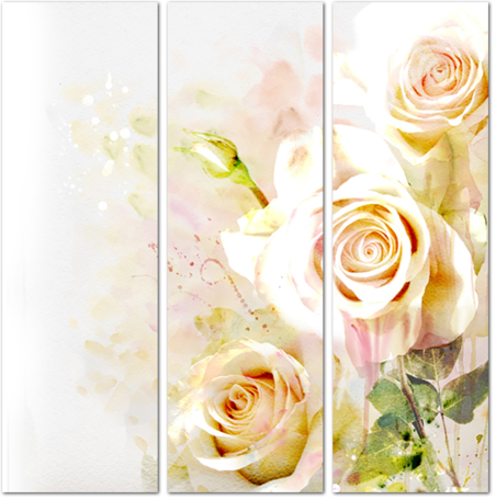Белые розы и красочные брызги