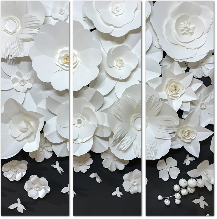 Белые 3D цветы
