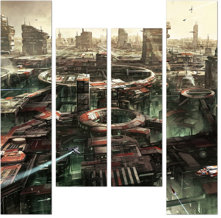 Фантастическая панорама города будущего