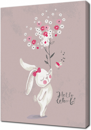 Кролик с букетом цветов