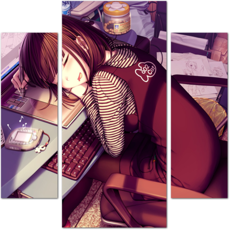 Девочка спит на планшетной доске