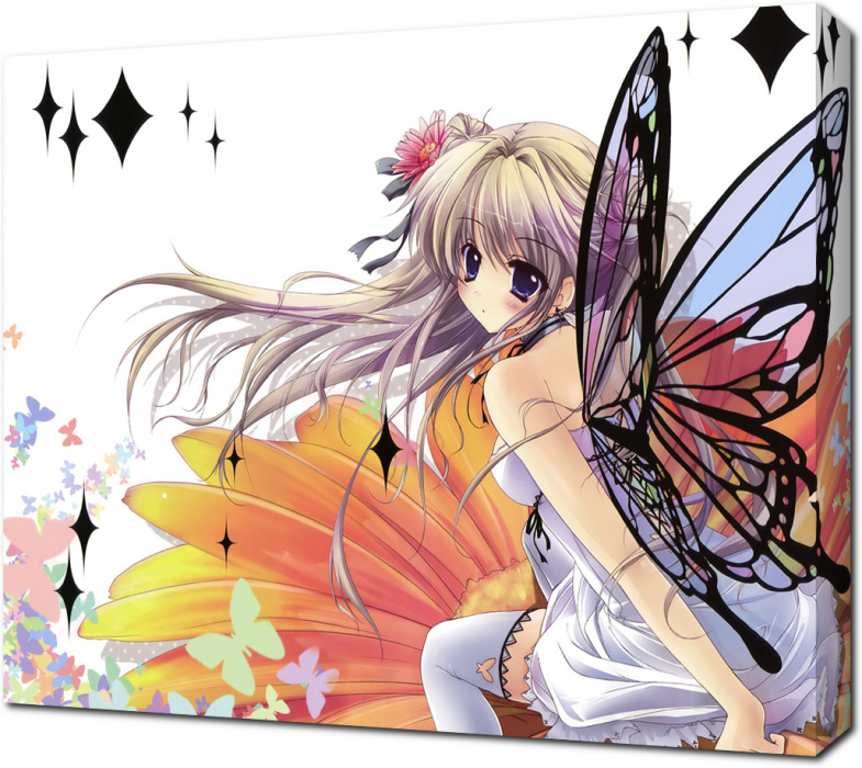 Картина на холсте Девочка аниме с крыльями бабочки: - Арт. 210080 | Купить  в интернет-магазине - Уютная стена