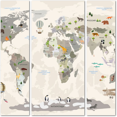 Схематичная детская карта с животными