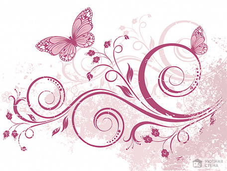 Розовые узоры с бабочками