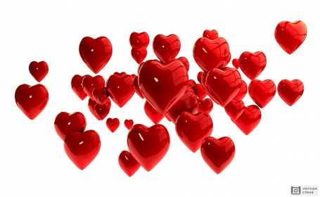Красные 3D сердечки