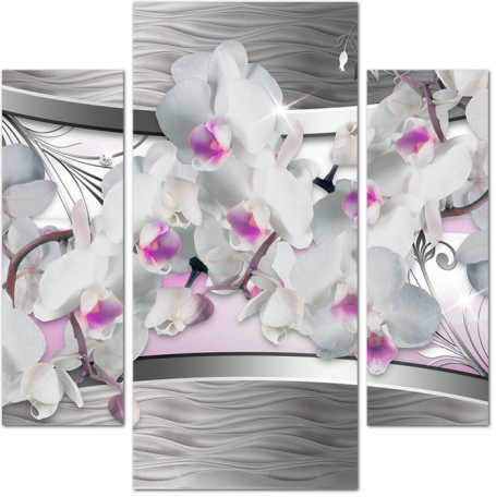 3D Орхидеи на серебряном фоне