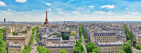 Панорамный вид на Париж с крыши Триумфальной арки. Франция