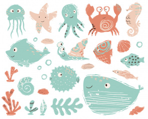 Детские иллюстрации морских животных